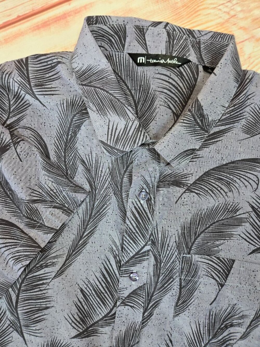 Travis Mathew Mens Purple Palm Leaf Button-Up Shirt XL